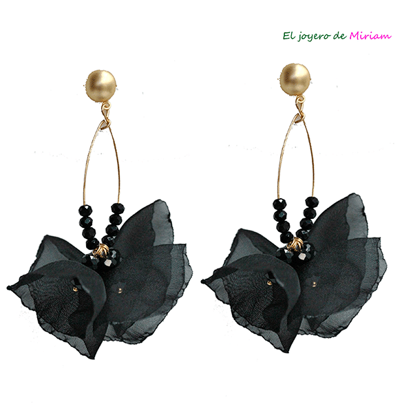 Pendientes pétalos negros