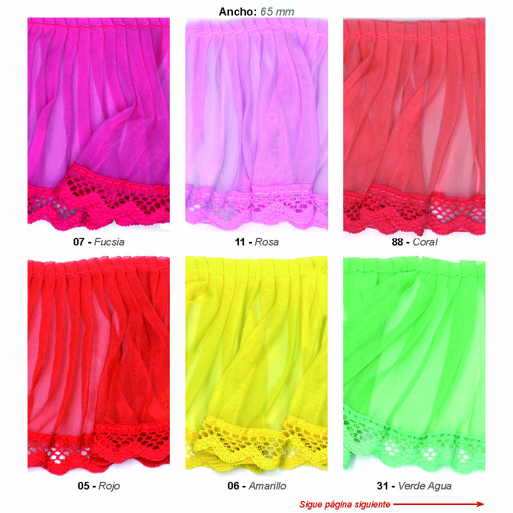 Plisado gasa con puntilla 60 mm - Imagen 2