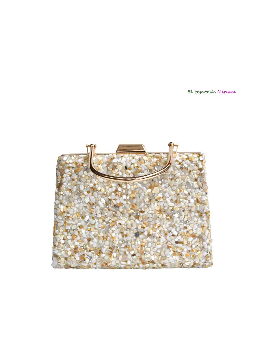 Bolsito clutch piedras blancas