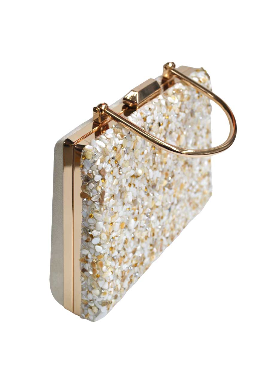 Bolsito clutch piedras blancas - Imagen 3