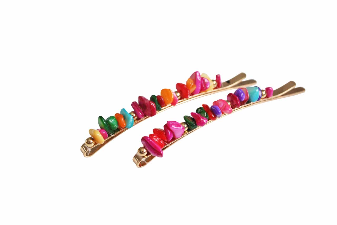 Horquillas piedras multicolor - Imagen 2