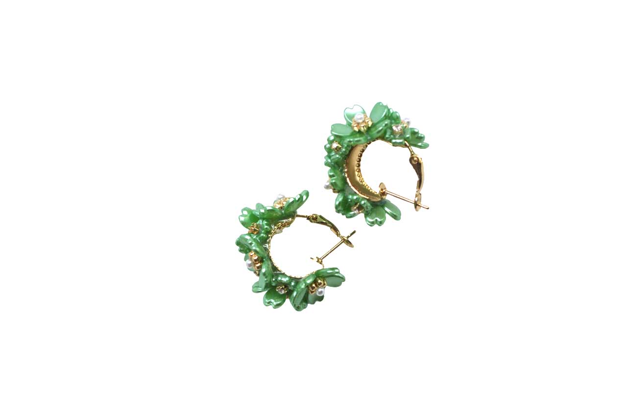 Pendientes verdes resina nacarada - Imagen 3