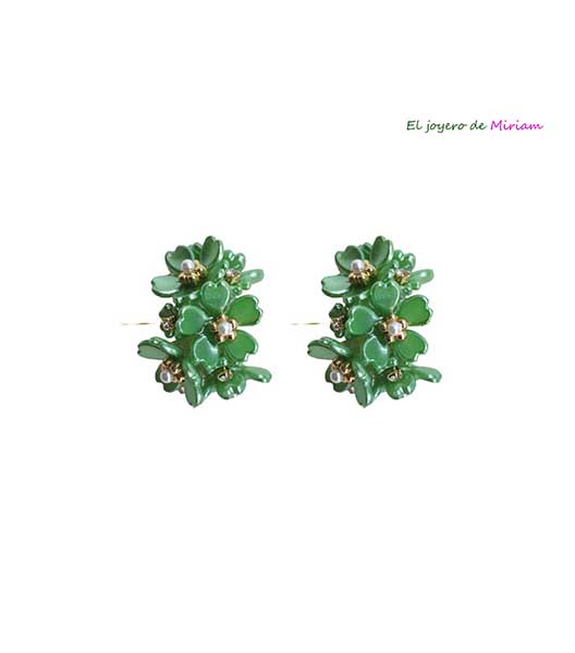 Pendientes verdes resina nacarada