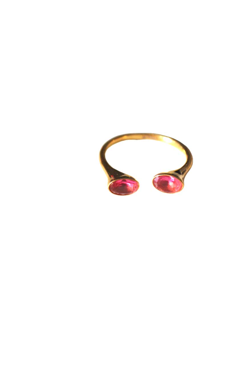 Anillo acero cristales fucsias