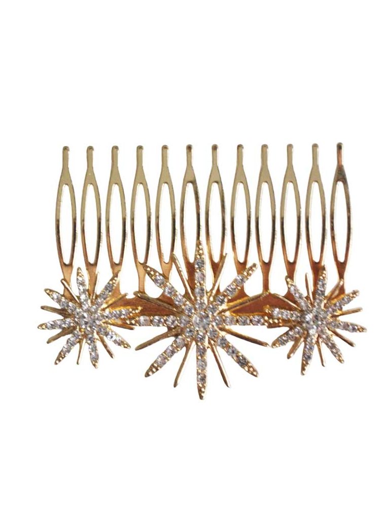 Peineta dorada estrellas