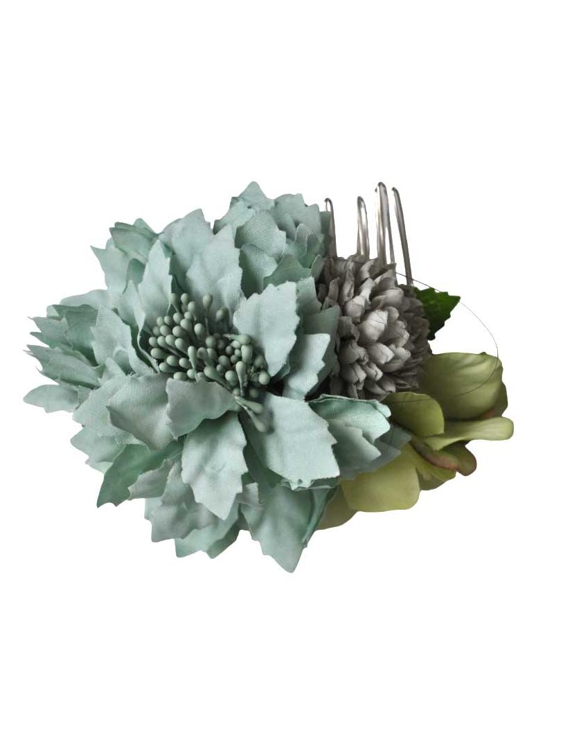 Peineta flores verde menta