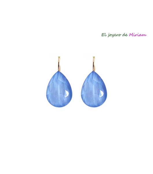 Pendientes acero cristal celeste