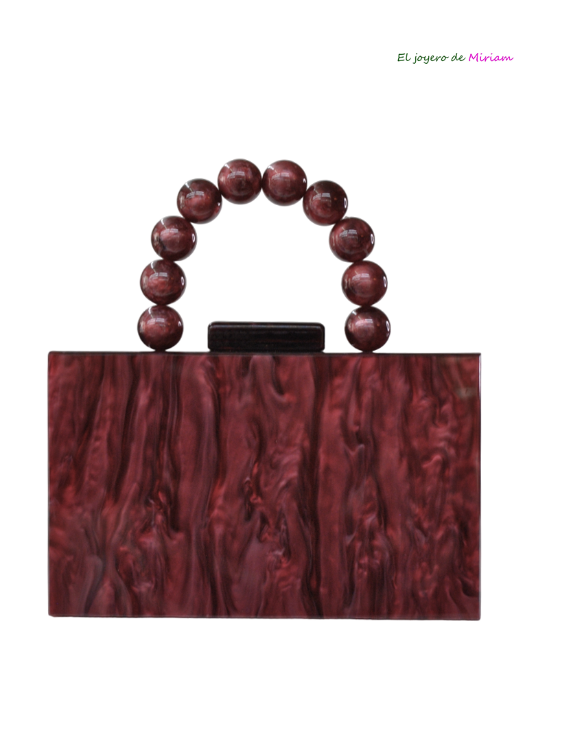 Bolso clutch asa nácar granate