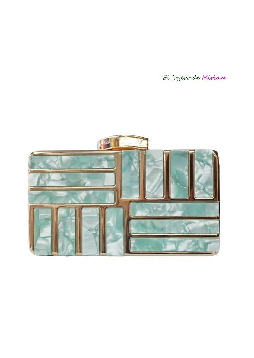 Bolso clutch nácar aguamarina