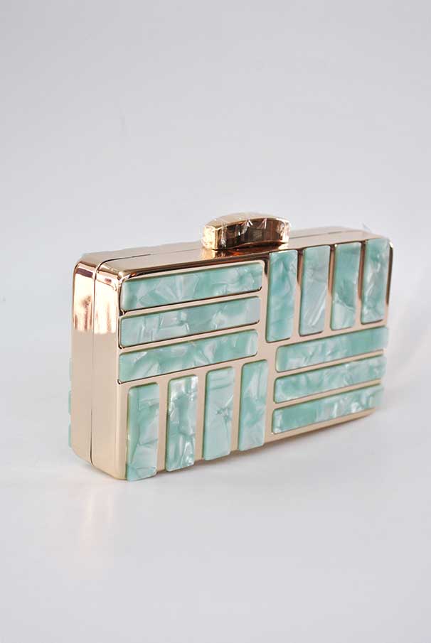 Bolso clutch nácar aguamarina - Imagen 2