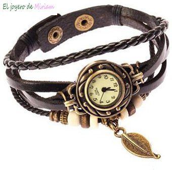 Reloj marrón pulsera cuero