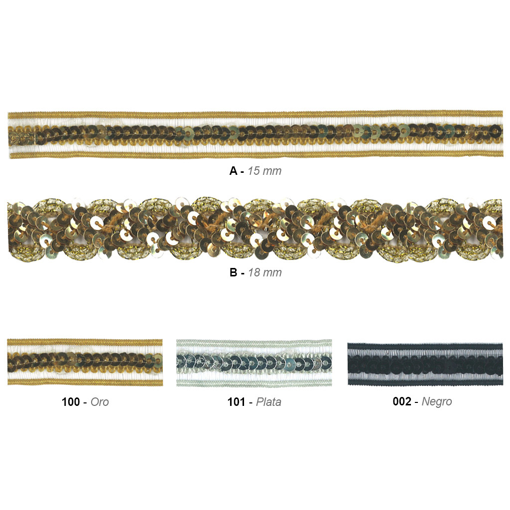 Galón pasamanería ondulina, con lentejuelas