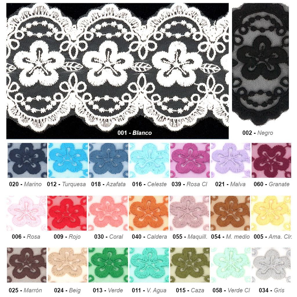 Entredos bordado sobre tul 70 mm