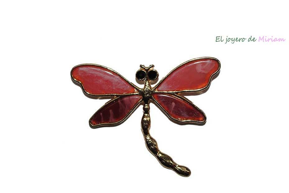 Broche libélula rosa