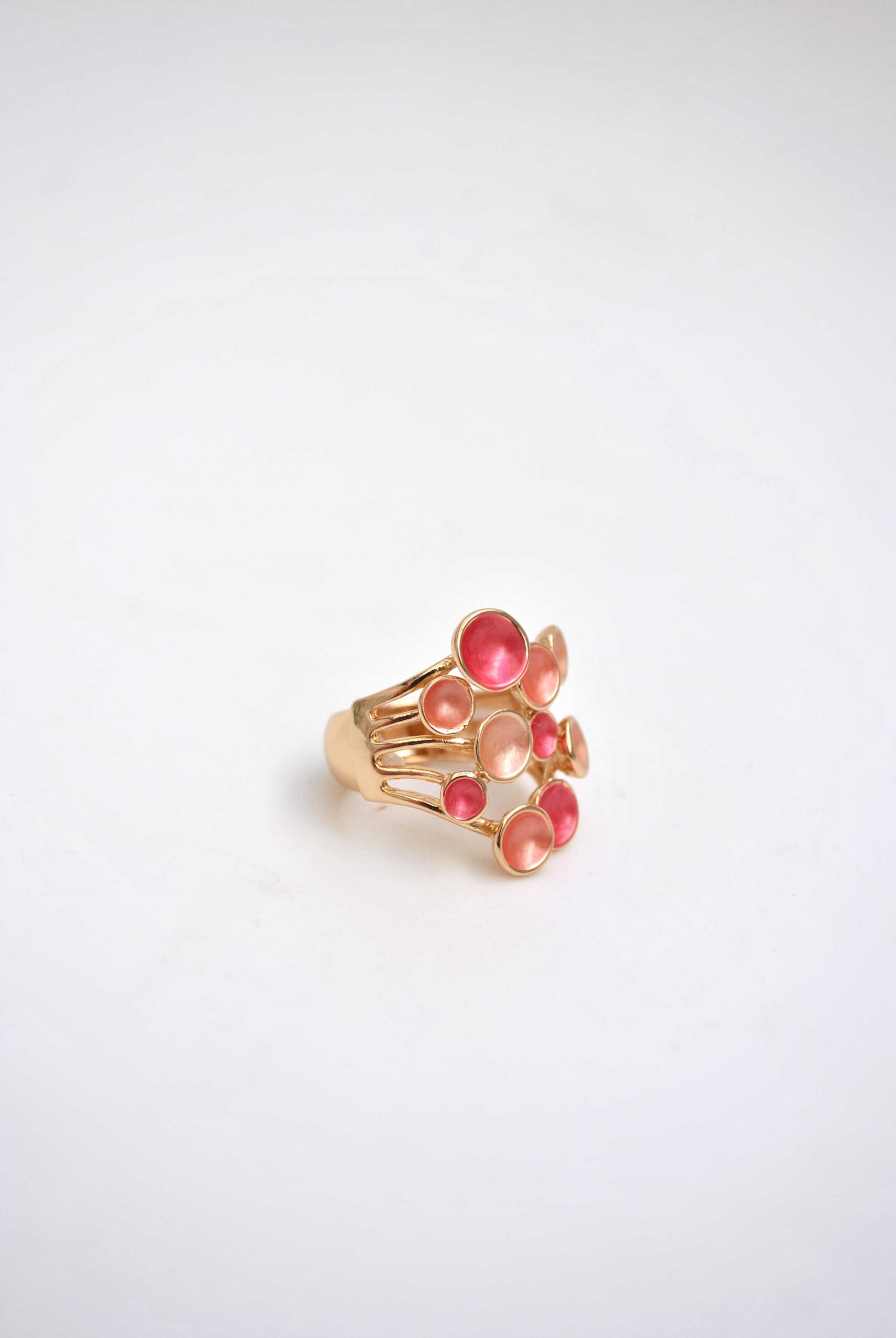 Anillo elástico nude y coral - Imagen 2