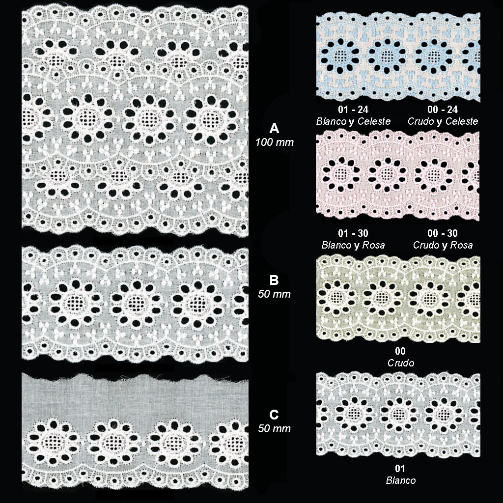 Conjunto tiras bordadas color