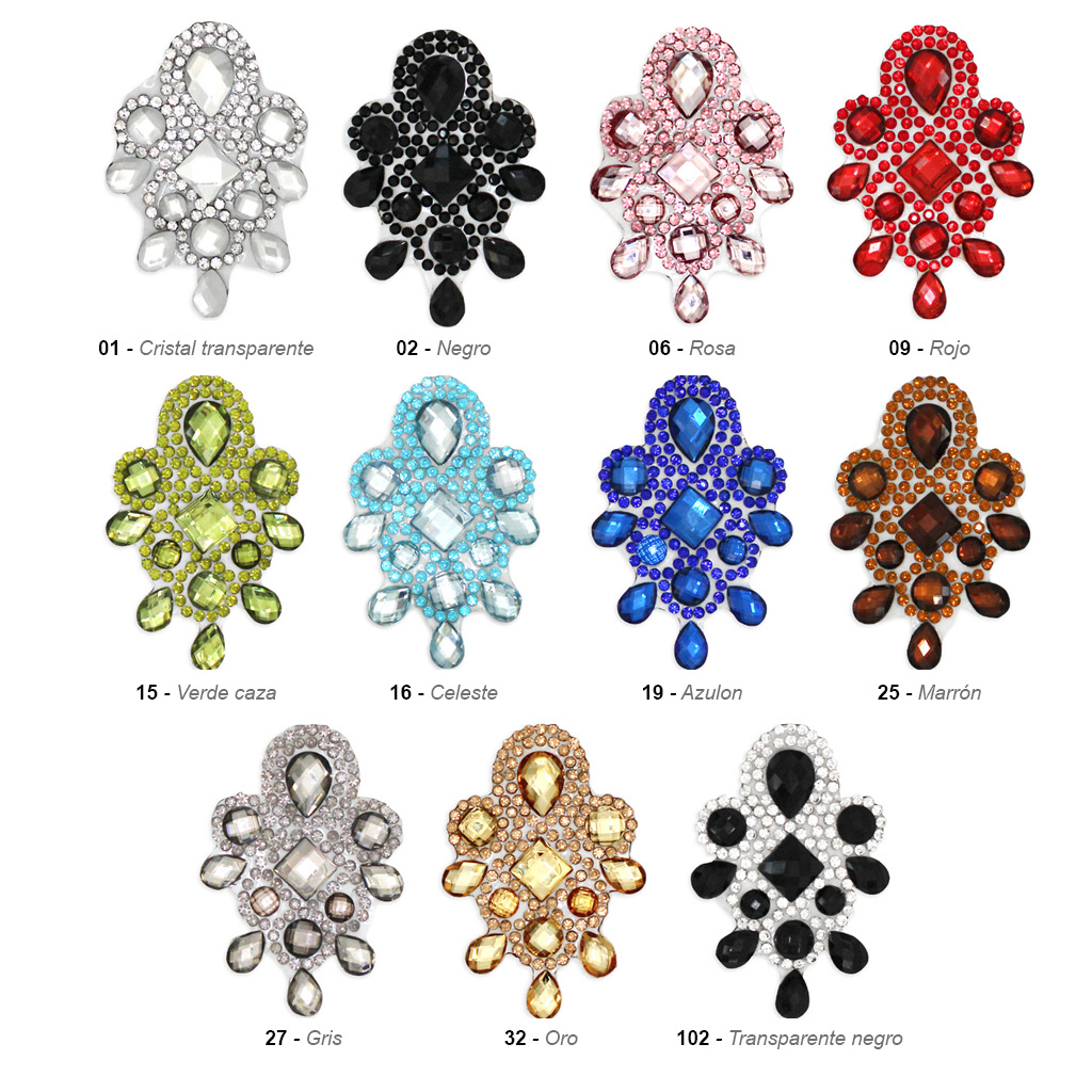 Parche flor termoadhesivo con cristal.