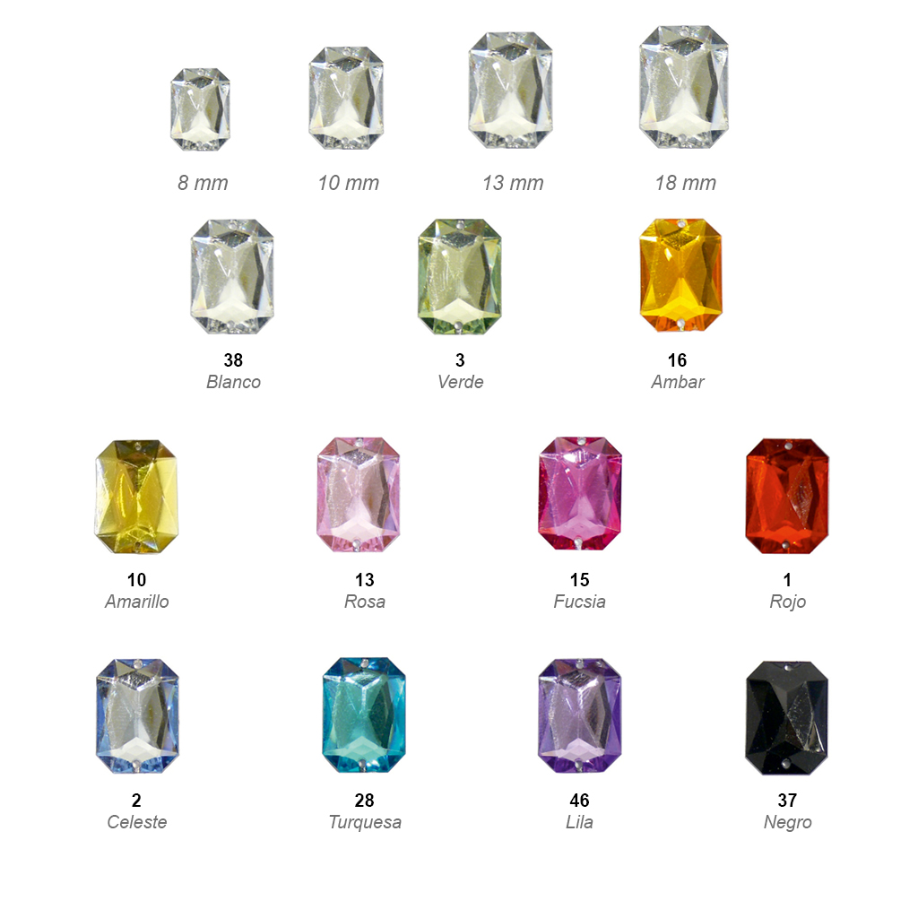 Abalorio imitación cristal varias medidas «Octogonal»