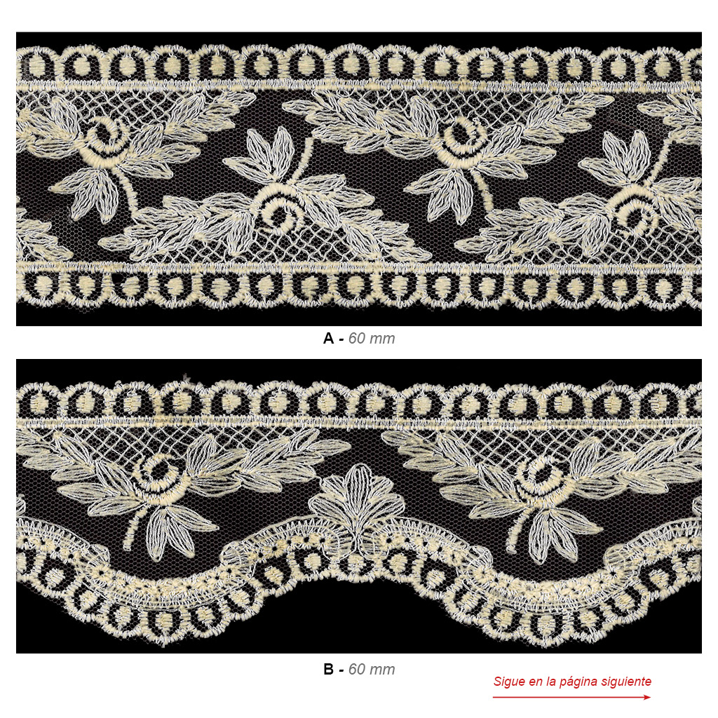 Tira bordada sobre tul