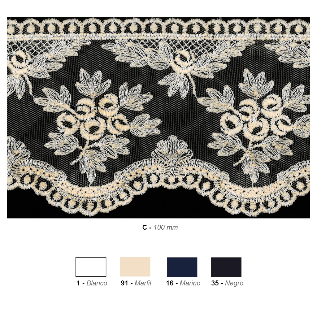 Tira bordada sobre tul - Imagen 2