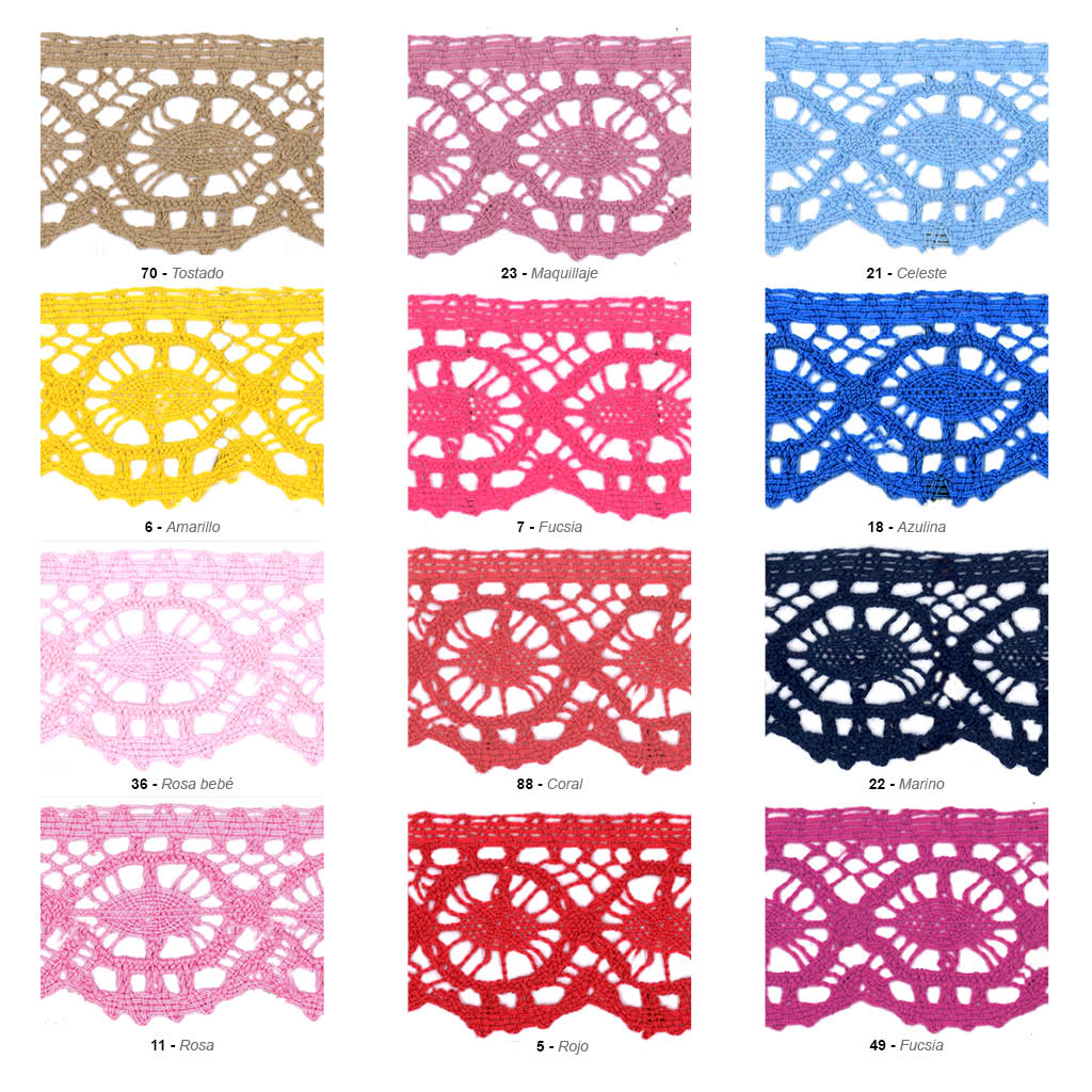 Encaje imitacion bolillo colores