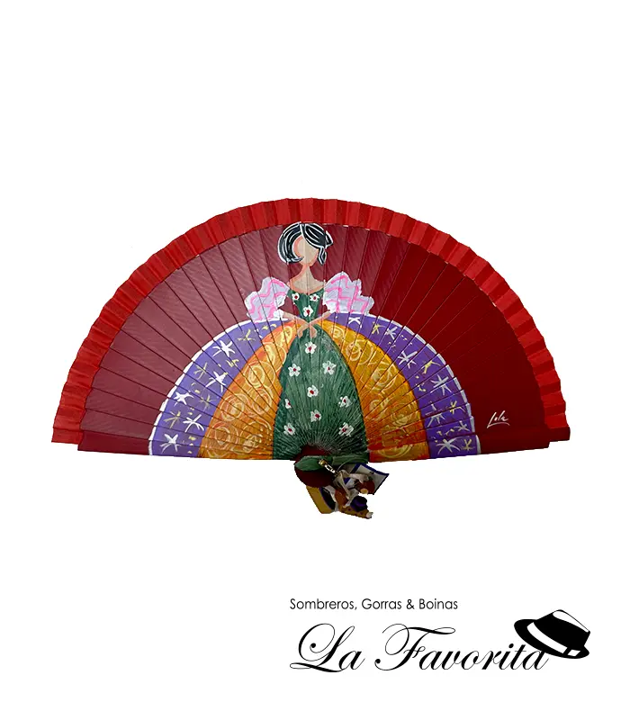 Abanico madera Menina rojo – Aire Distinto