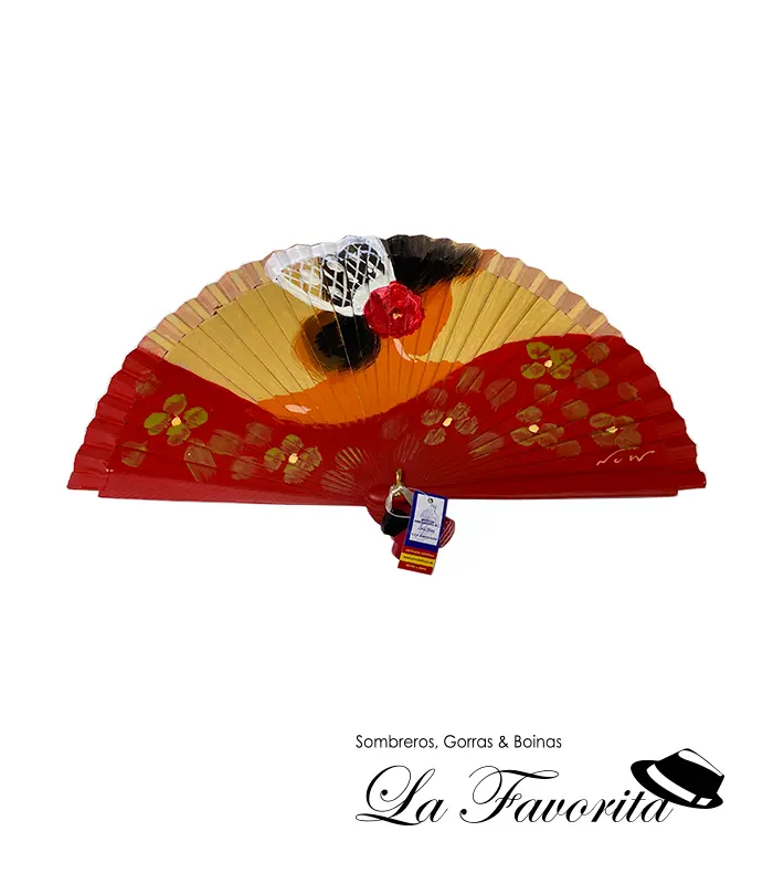 Abanico madera flamenca con moño – Aire Distinto