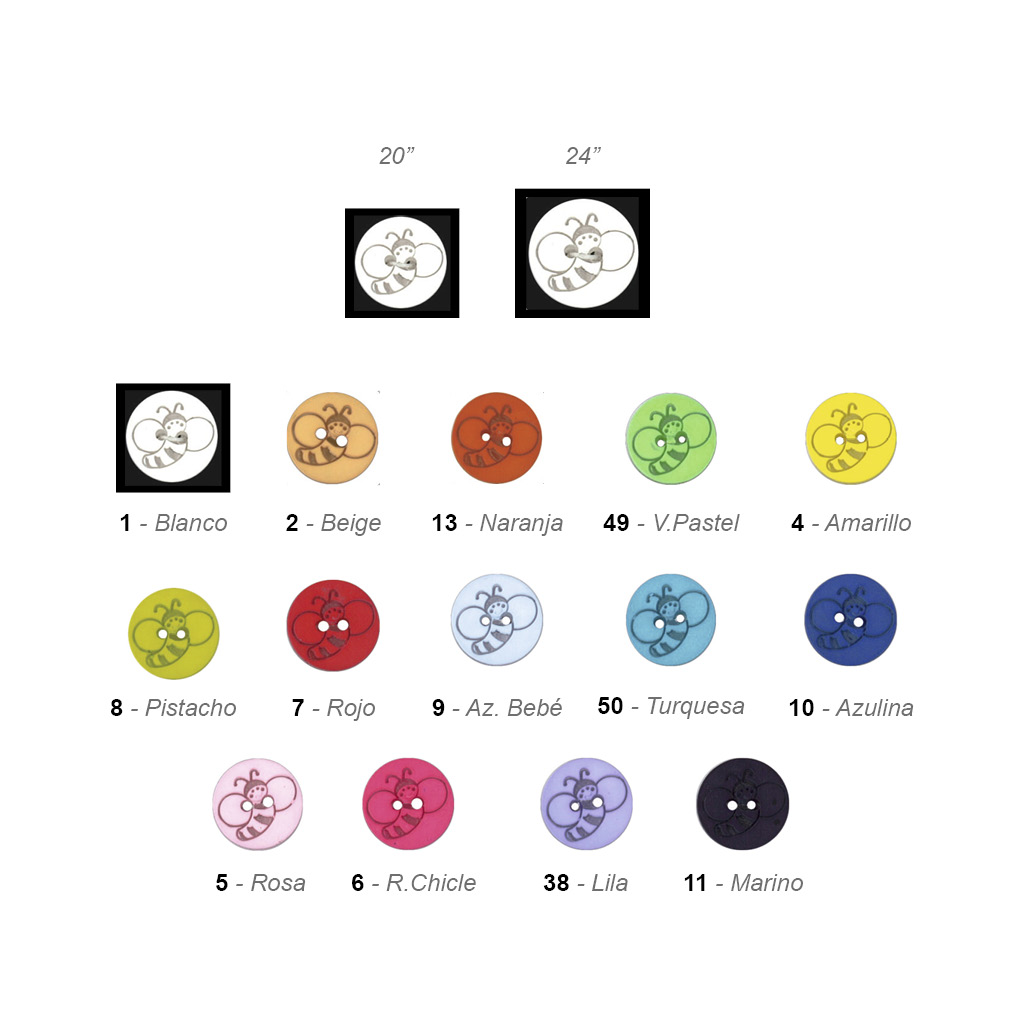 Botones infantil Abeja grabado laser