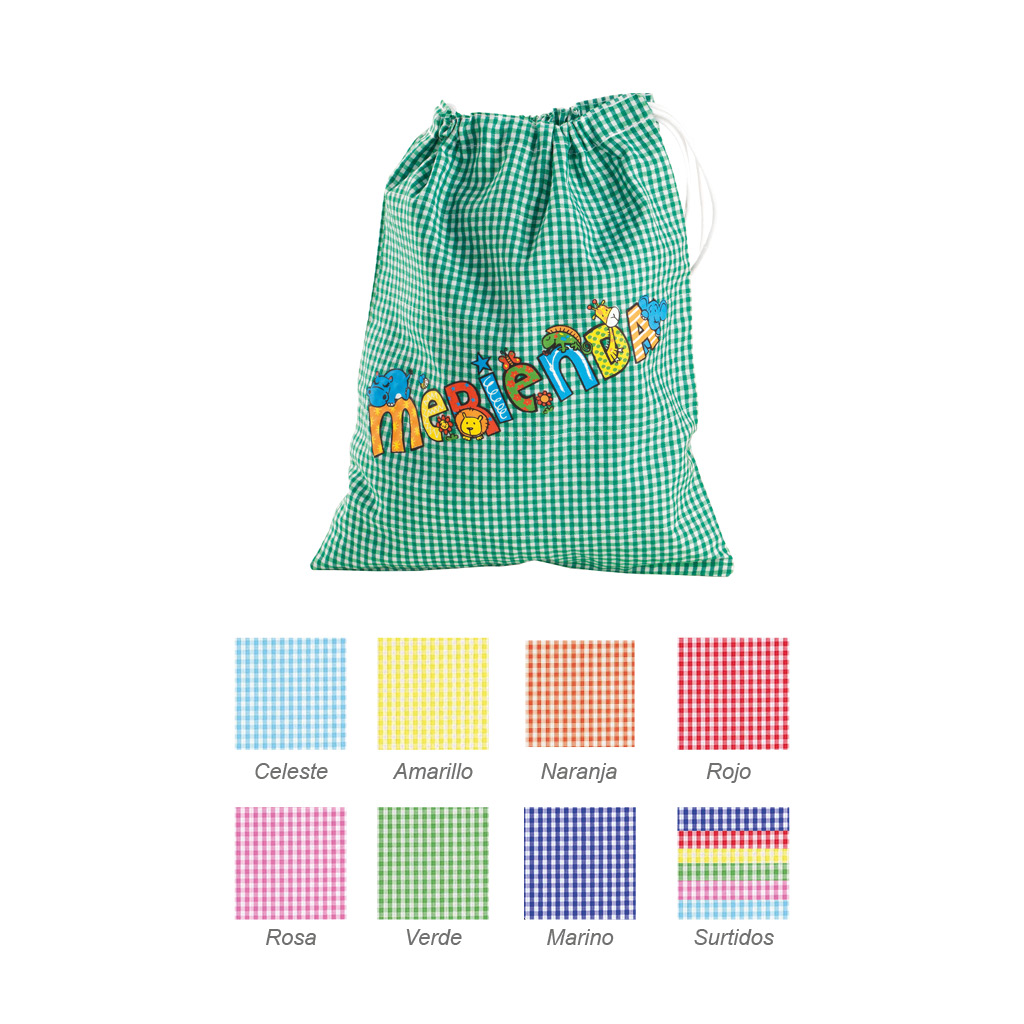 Bolsa vichy mi merienda letras de colores