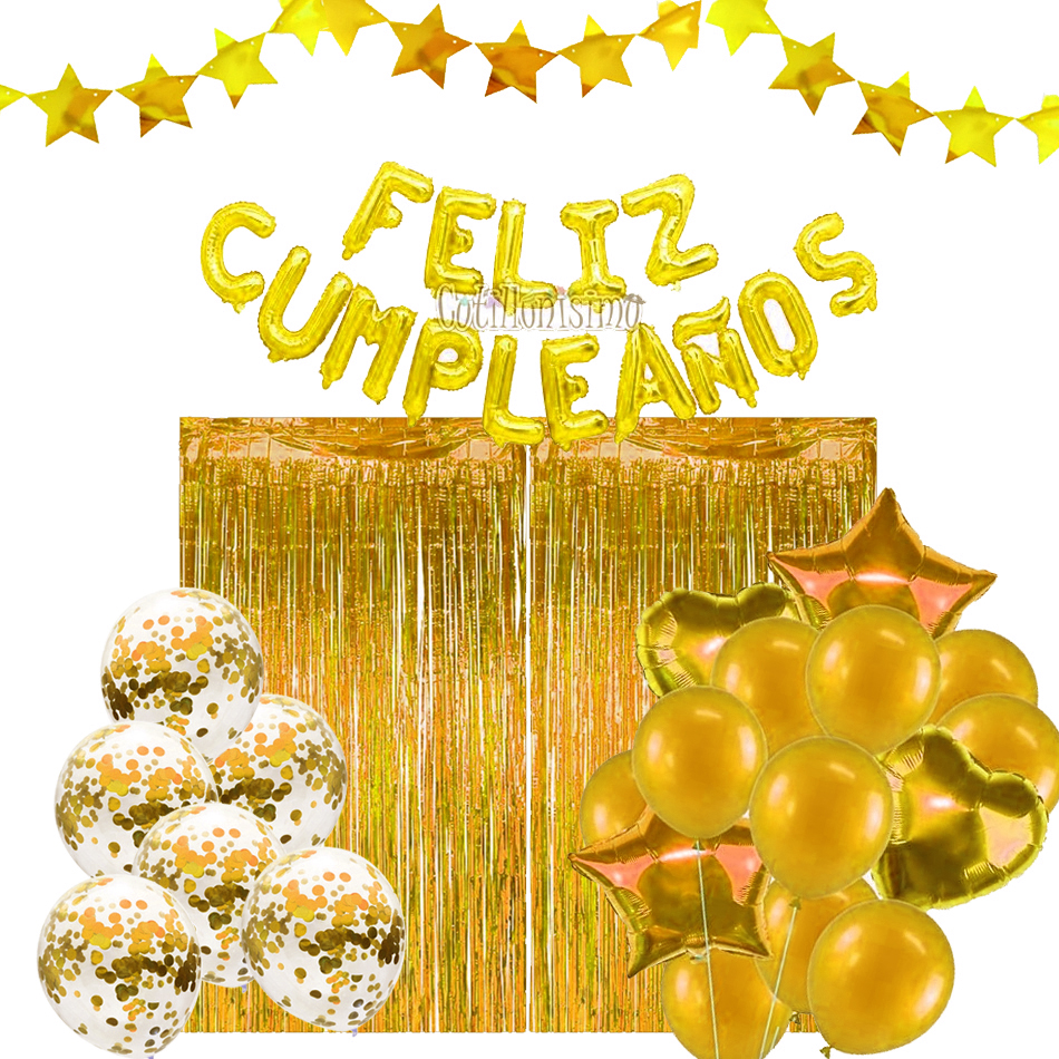 Combo Decorativo Para Cumpleaños – Color DORADO