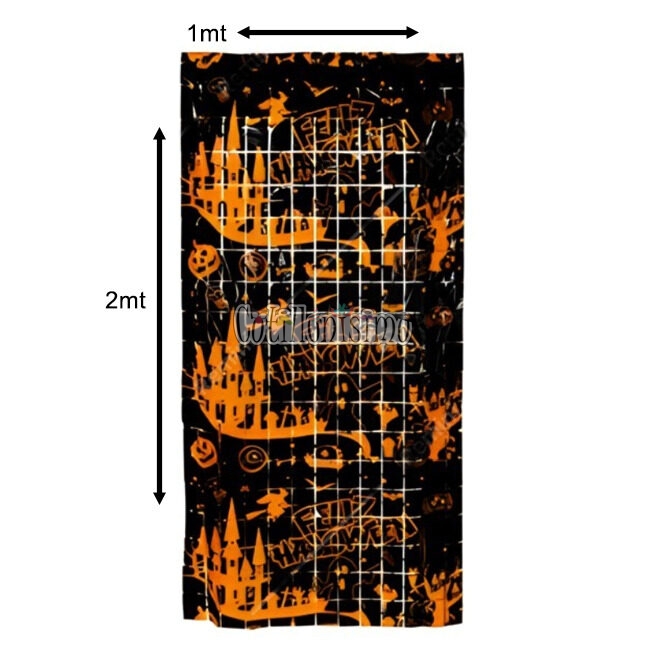 Cortina Lluvia Shimmer Negra Halloween 2 X 1 Mts