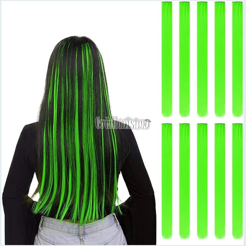Extension de Pelo VERDE FLUO – Pack X10