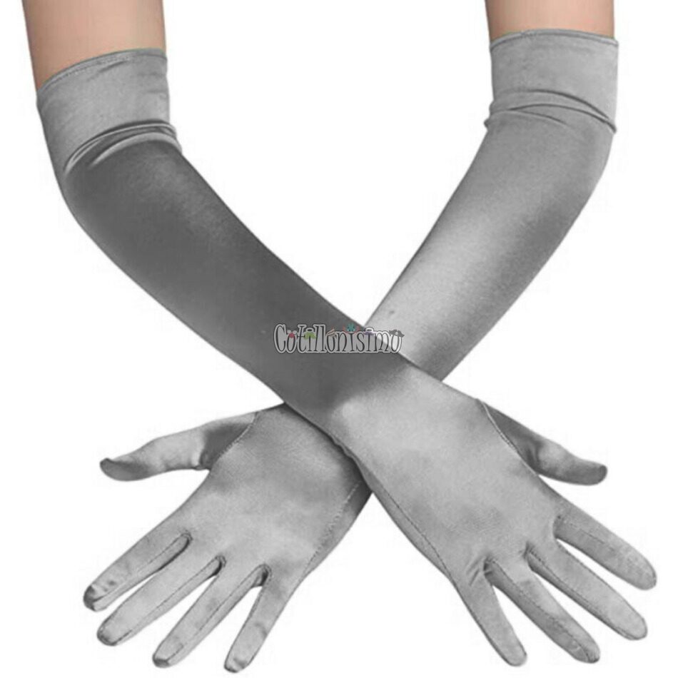 Guante Largo Vedette Color Plateado (El Par)