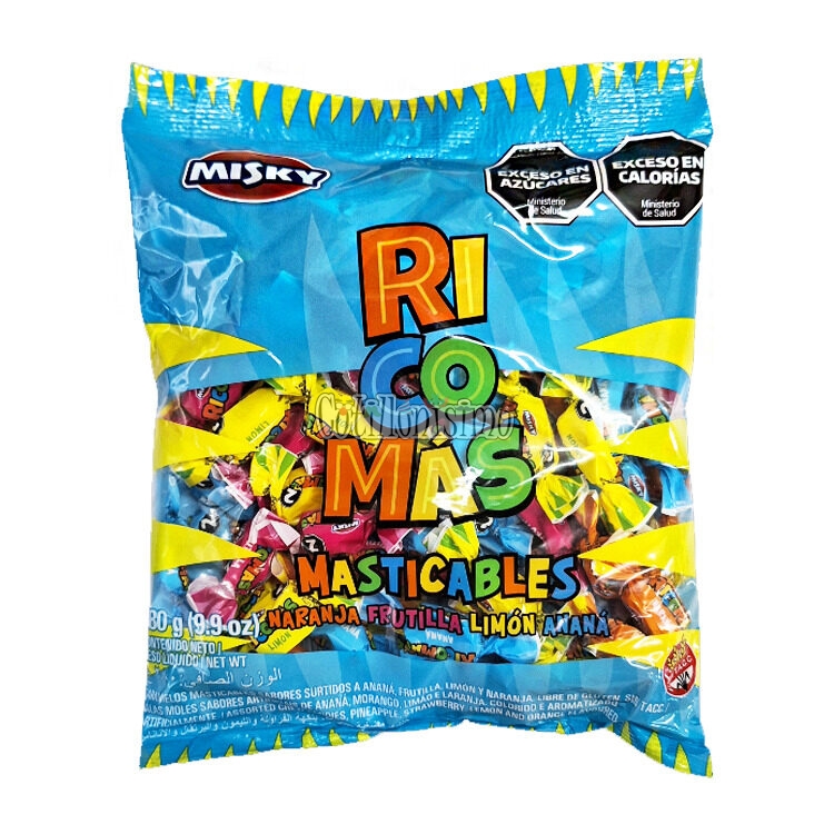 Caramelo Masticable RICOMÁS Misky Naranja, Frutilla, Limón y Ananá 280gr