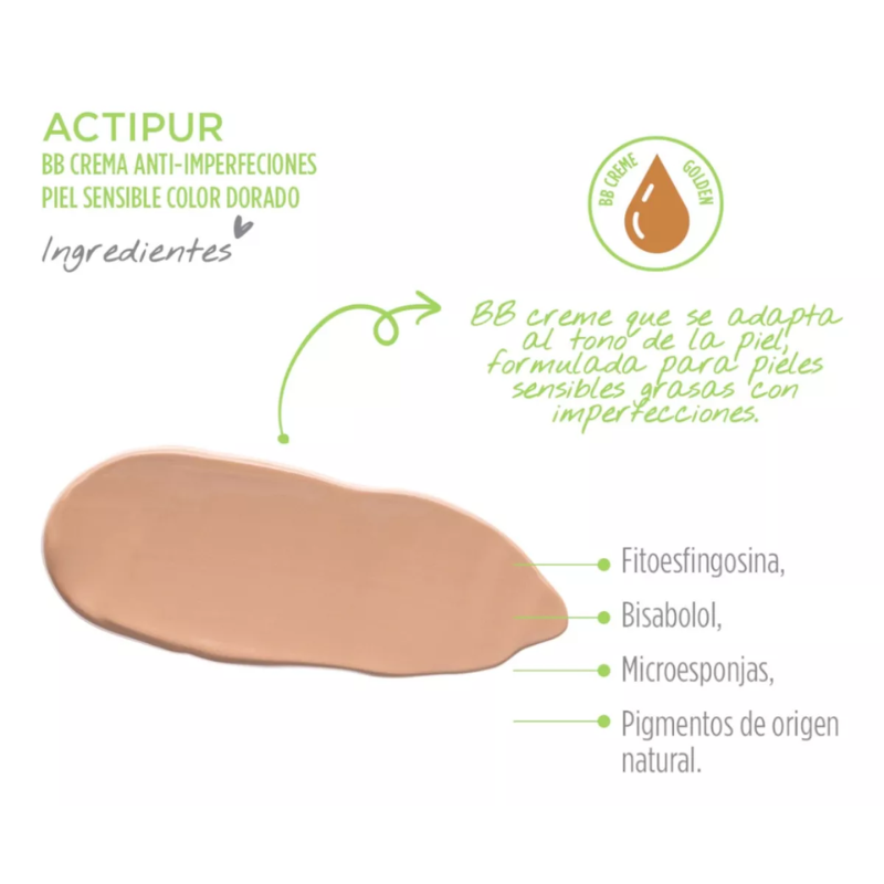 Noreva Actipur BB Cream Dorado 30ml - Imagen 2
