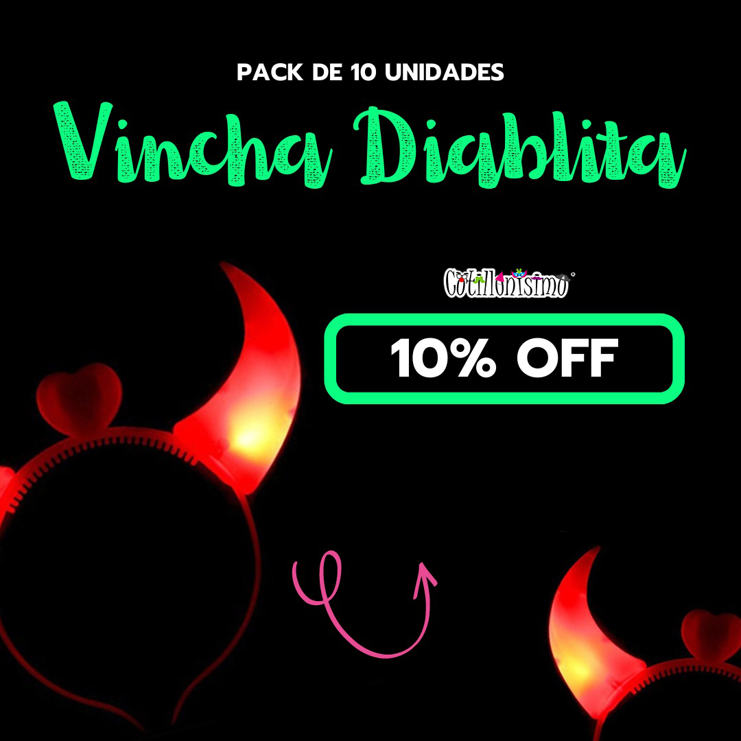 Vincha Diablita Roja (LED) – Pack X10 Unidades