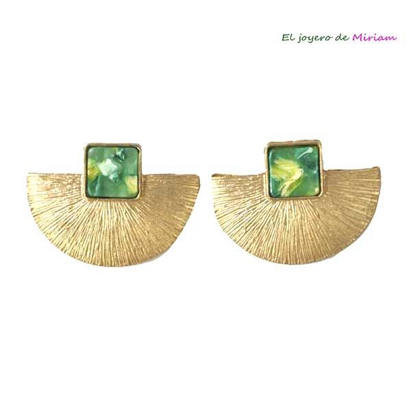 Pendientes verdes y dorados