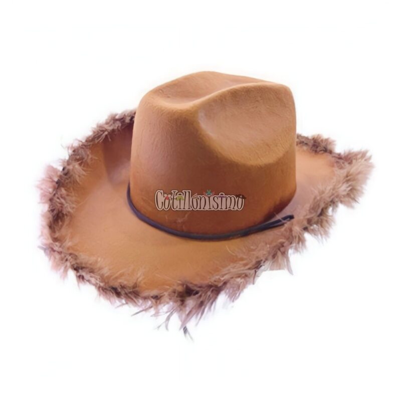Sombrero Vaquera Marron con Plumas