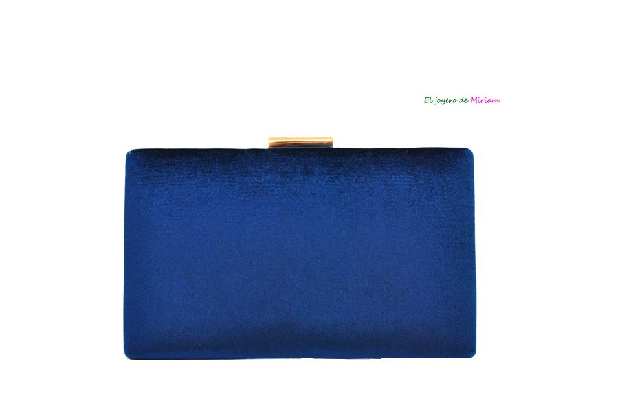 Bolso clutch azul terciopelo
