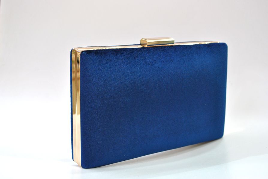 Bolso clutch azul terciopelo - Imagen 2