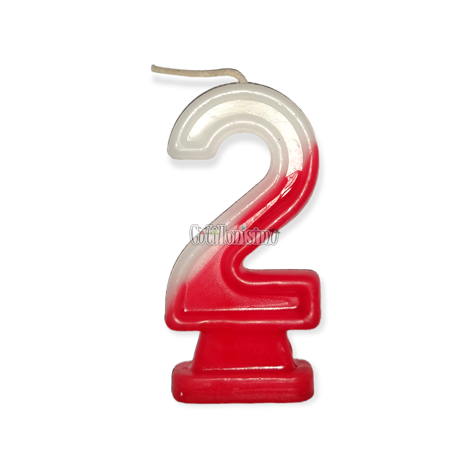 Vela Numero 2 Rojo y Blanco River