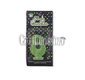 Vela Gibreada Numero 8 Color Verde Claro Magic Candles