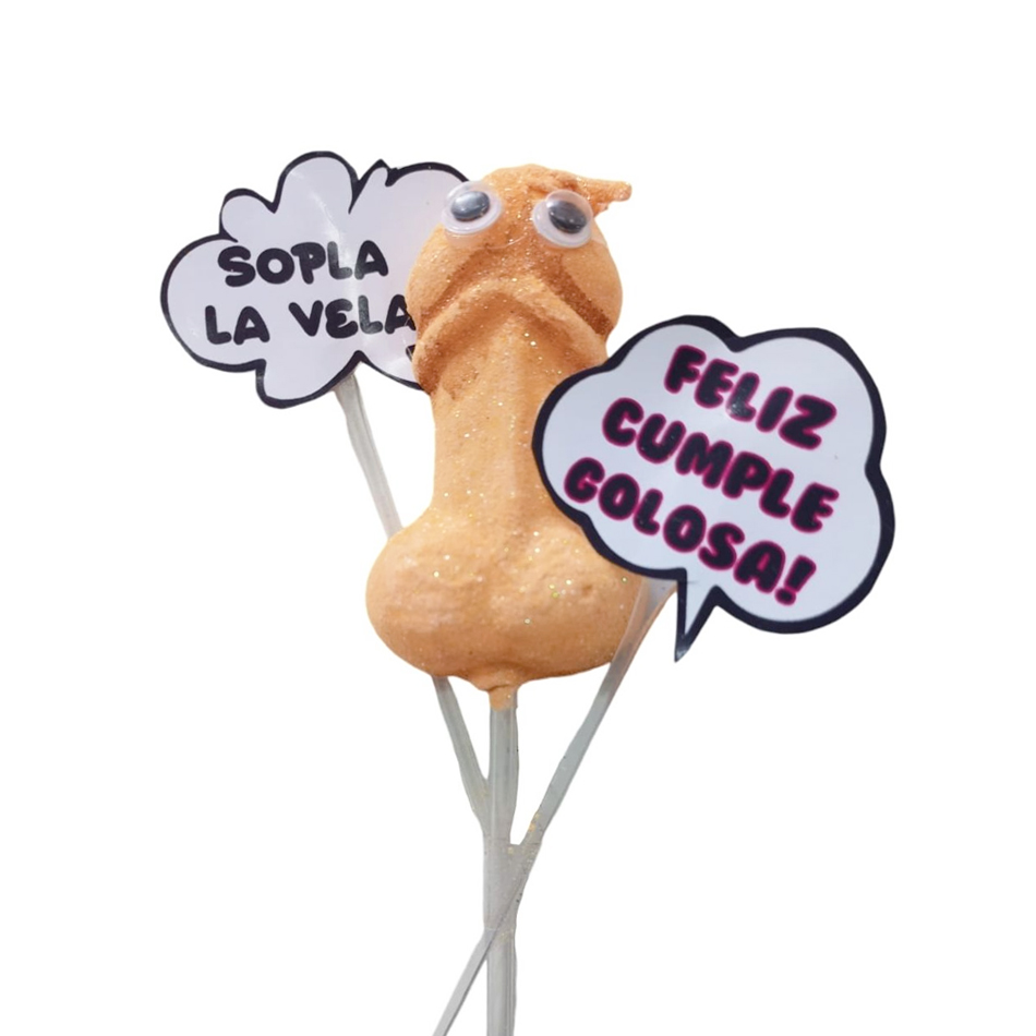 Vela Pinche con Brillo Miembro y Dos Frases 15cm