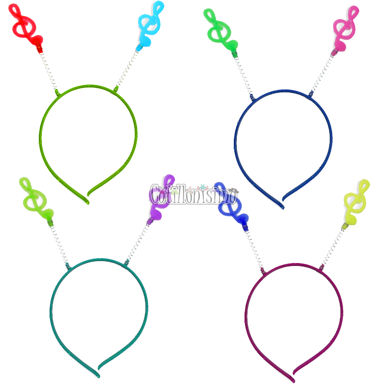 Vincha Resorte MUSICA x4 Unidades Colores Surtidos (FLUO)