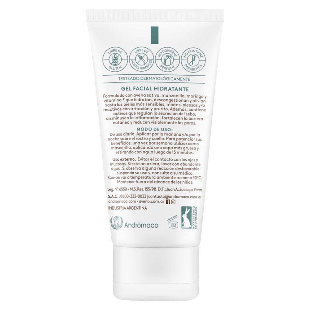 AVENO FACIAL GEL HIDRATANTE PARA PIELES MIXTAS Y SENSIBLES X 50 GRAMOS - Imagen 3