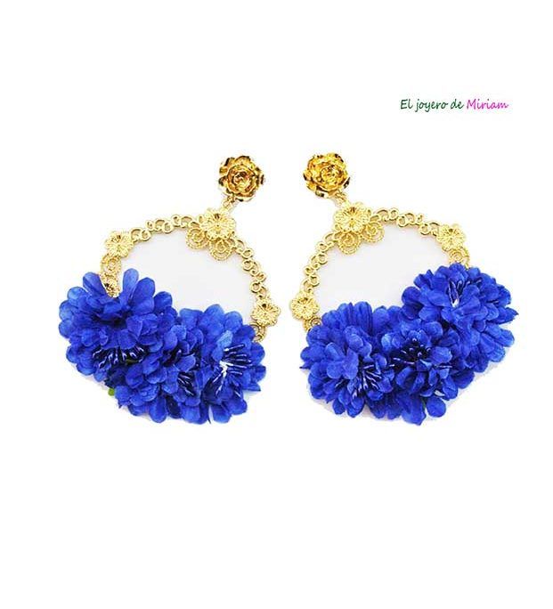 Pendientes flamenca azul klein
