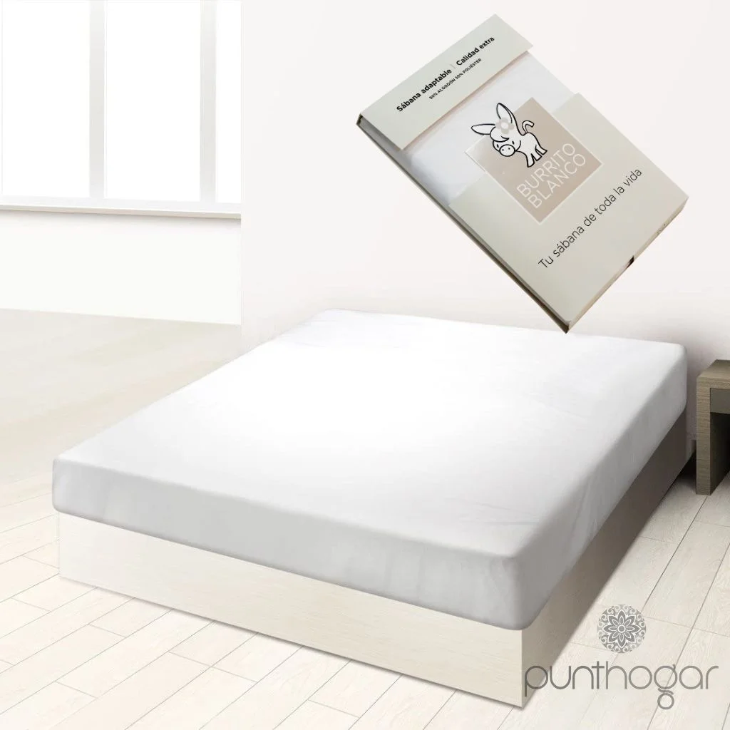 BURRITO BLANCO | Sábana bajera ajustable blanca ALGODÓN/POLIÉSTER