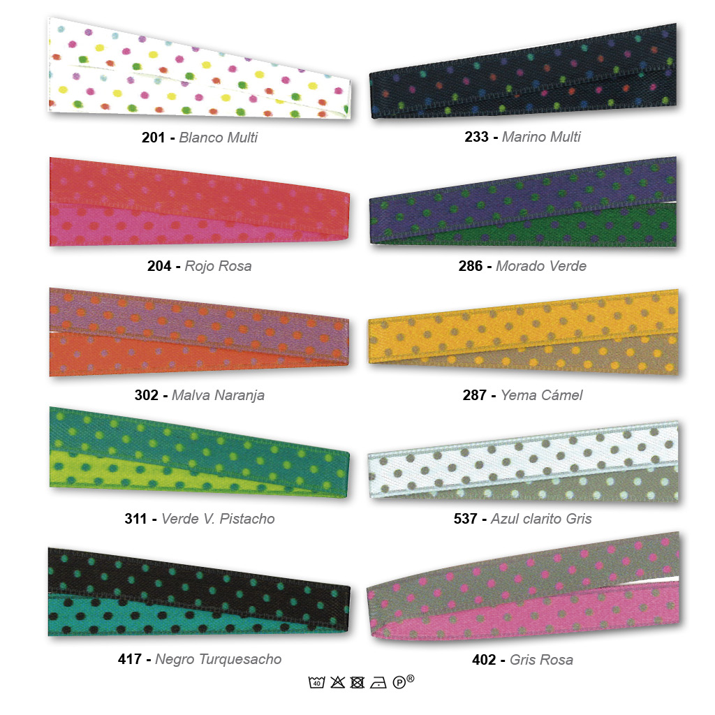 Cinta satén reversible topitos