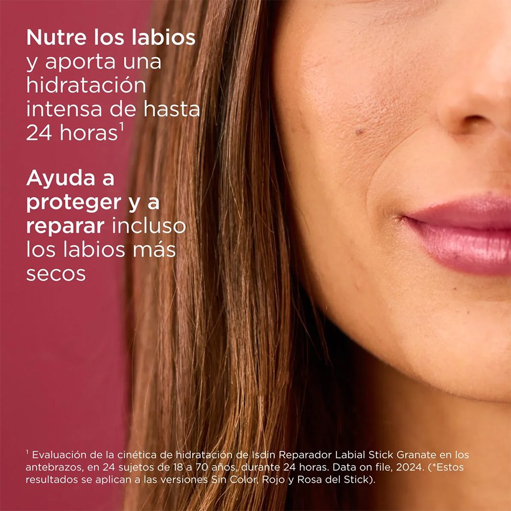 ISDIN REPARADOR LABIAL STICK CON ÁCIDO HIALURÓNICO GRANATE X 4 Gramos - Imagen 3