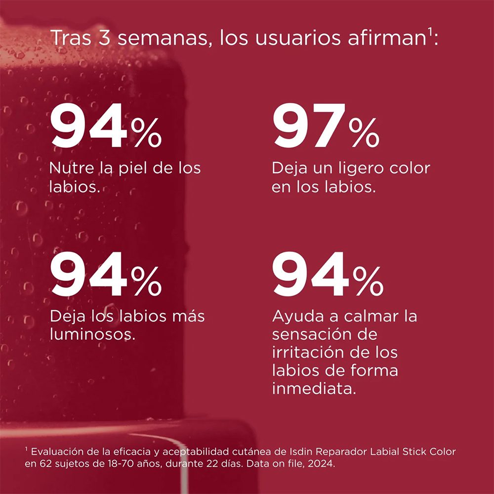 ISDIN REPARADOR LABIAL STICK CON ÁCIDO HIALURÓNICO GRANATE X 4 Gramos - Imagen 5